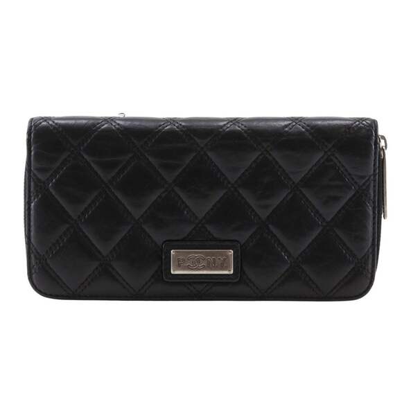 CHANEL Authentic Black Lambskin Leather Wallet